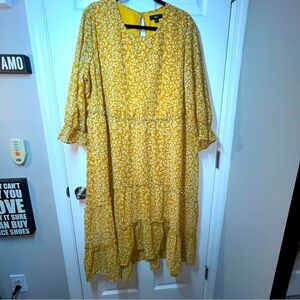 Ellos prairie yellow floral dress, size 24